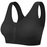 Tuopuda Soutien-Gorge de Sport Femme Zippée Devant Brassière Quotidienne Bralette sans Armature Grand Maintien Dos Nageur Push Up Bra Professionnel Courir Vest Coussinets Amovibles pour Fitness,S,Noir