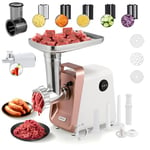 Huanyu Hachoir Électrique Râpe à Fromage Électrique Multi-fonctions Hachoir a Viande avec Poussoir a Saucisse Coupe-légumes Électrique Machine à Purée de Tomates Électrique (Blanc)