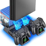 OIVO Support PS4 avec Ventilateur de Refroidissement PS4 pour Playstation 4/PS4 Slim/PS4 Pro, PS4 Pro Support Vertical avec Station d'accueil pour Manette PS4 et 12 emplacements de Jeu