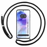 Tumundosmartphone Étui pendentif transparent pour Samsung Galaxy A55 5G avec cordon noir