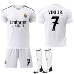 Real Madrid Hemmafotbollströja för Barn och Vuxna 2024-2025 med Strumpor Storlek 7 VINI JR-Xin No.7 VINI JR 24