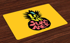 Summer Place Mats Set of 4 Message on a Hip Pineapple