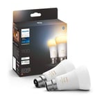 Philips Hue White Ambiance Smart Bulb Twin Pack LED [B22 Bayonet Cap] - 1100