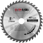 Lame de scie circulaire à bois Saxton TCT21640T 216 mm x 30 mm x alésage x 40 dents pour Bosch Makita Dewalt.[G65]