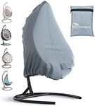 Mrrihand Hanging Egg Chair Cover with Air Outlet 190x115cm,Grey Egg Swing Chair Cover Waterproof with Zipper and Drawstring,Garden Swinging Chair Cover Anti-UV Tear-Tesistant Oxford Fabric