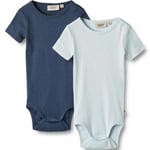 Wheat 2-pack Timo kortermet body, light blue/navy