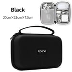 BOONA-Sacs de rangement pour câble de données de téléphone,kit système,étui,USB,écouteur,fil,stylo,banque d'alimentation,gadget numérique,sac OligZipper - Type Black