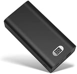 Power Bank 27000mAh Portable Charger External Battery Pack with LCD Digital Display Triple Input and Dual Output Ports Compatible with All Smart Cell Phone and More (Black)