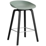 AAS 32 2.0 Bar Stool 65 cm, Black Lacquered Oak / Fall Green