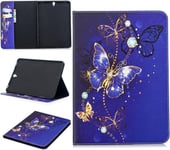 Tablet Étui Pour Samsung Galaxy Tab S3 9,7 Pouces (Sm-T820/T825) Pu Cuir Couverture Magnétique Housse Papillon Bleu Rêveur Motif Stent Fonction Flip Cuir Pour Galaxy Tab S3 9,7