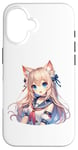 Coque pour iPhone 16 Costume de marin mignon chat fille