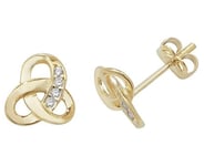 James Moore TH Es439 9k Yellow Gold Cubic Zirconia Knot Stud Jewellery