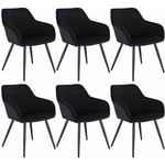 Lot de 6 Chaises de salle à manger avec accoudoirs WOLTU, Chaise de cuisine, Chaise de salon en Velours, Pieds en métal, Noir