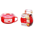 Sistema Microwave Breakfast Bowl, 850 ml - Red/Clear & Microwave Egg Cooker Easy Eggs, 270 ml - Red