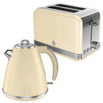 Swan Retro Kettle & 2 Slice Toaster Matching Kitchen Set (Cream) 🚚💨