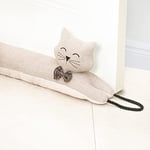 Marwood Under Door Stops Decorative Wind Stopper 81cm for Door & Window, Weighted Animal Air Door Draft Stopper Snake Noise Blocker for Bottom of Door with Hanging Loops - Khaki Cat 32"