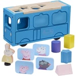 Peppa Pig Wooden School Bus Shape Sorter -Magnetic Pictures & Miss Rabbit Figure