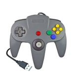 Gris Manette De Jeu Filaire Usb N64 Pour Nintendo 64, Contrôleur, Joystick Pour Console Classique 64, Pour Ordinateur Mac Et Pc