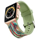 Miimall Bracelet en Silicone Compatible avec Apple Watch Ultra 2/Ultra/Série 9/8/7/SE2/SE/6/5/4/3/2/1 49mm 45mm 44mm 42mm -Vert Dessin Coloré