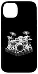 Coque pour iPhone 14 Plus Ensemble de batterie 3D Wireframe - Vintage Drummer Drums Lover