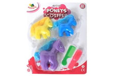 FLYPOP'S - Poneys à Coiffer - Jouet Pour Enfant - 043049LIN - Multicolore - Plastique - Cheval - Brosser - Peigne - Brosse - 12 cm x 7,5 cm - À Partir de 3 ans