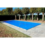 Bâche Hivernage 550 g/m² Bleue 9,70 x 4,70 m pour Piscine Maximum 9 x 4 m avec Grille d'Evacuation - Direct Usine France