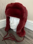 PAUL SMITH MAINLINE BURGUNDY FAUX FUR TRAPPER HAT SIZE M BNWT