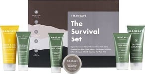 ManCave Survival Gift Set, 6 Natural Grooming Essentials, For Men - Vegan