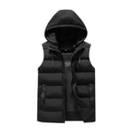 YOUTHUP Homme Gilet de Matelassée à Capuche Doudoune Blouson Zipé Temps Libre Sport Fitness Basic Outdoor Style Mix Veste Doudoune Homme Gilet d'Hiver Léger Épais Chaud, Noir, XS