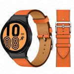 (Oranssi-musta)Nahkaranneke Samsung Galaxy Watch 4 Classic 46mm 42mm 44mm 40mm Älykellon vyö Ei aukkoja Rannekoru Correa Galaxy Watch 4 ranneke - Kellon rannekkeet