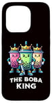 Coque pour iPhone 15 Pro Boba King Illustration drôle Boba Tea Drinker