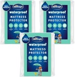 Silentnight Waterproof Mattress Protector - Single Mattress Protector with Deep 30cm Fitted Skirt and Soft Touch Quiet Rustle Free Cover - Machine Washable and Hypoallergenic - Single - 3 Pack