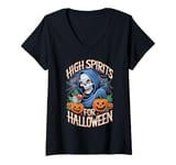 Womens Skeleton Graphic High Spirits for Halloween Tee Men Women V-Neck T-Shirt