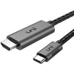 uni Cable USB C vers HDMI (4K@60Hz), Câble USB C Type C HDMI (Thunderbolt 3 Compatible) pour iPad Pro 2018, MacBook, Surface Book 2, Dell XPS，Galaxy S9/S8 et Plus - Gris-0,9M