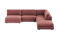 Concept 55 ALSTAD Modulhörnsoffa med Divan Vändbar Sammet Rosa - Komplett modulsoffa