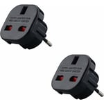 Memkey - Lot de X2 - Adaptateur Prise Anglaise vers France - Adaptateur Anglais Français - Type g vers Type c - Compact et Léger - Protège des