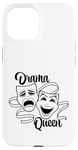 Coque pour iPhone 15 Masques de théâtre comédie et tragédie Drama Queen Black Line