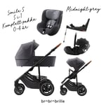 BritaxSmile 5Z Travelsystem Full pakke - 5 i 1 - Vogn+Liggedel+BabySafe Pro+Dualfix 5z+base - Midnight grey