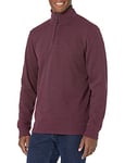 Amazon Essentials Pull Finement Côtelé Zippé 1/4 Homme, Bordeaux Chiné, XXL