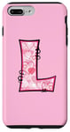 Coque pour iPhone 7 Plus/8 Plus Lettre L Initiale Rose Monogramme Cœurs Girly