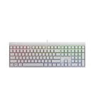 CHERRY MX 2.0S, Clavier de gaming mécanique avec rétro-éclairage RGB, Disposition EU (QWERTY), Conçu en Allemagne, Original MX RED Switches, Blanc