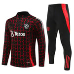 2425 Ny Manchester United Långärmad Halv Zip Träningströja för Vuxna och Barn Red-black XL