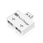 USB Hub 2 Port USB Twin Charger Adapter Mini USB Splitter 1 to 2 USB Converter for Surface Pro, Notebook, PC, iMac Pro, MacBook Air, Mac Mini/Pro, Laptop, USB Flash Drives, Data and Charging (White)