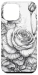 Coque pour iPhone 12 Pro Max Rose Line Art floral botanique vintage