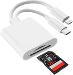 2 en 1 Lecteur de Carte SD pour iPhone iPad Type C, Lightning Adaptateur de USB C Micro SD Card Reader, Double Emplacement pour Carte, Adapter de Carte Mémoire Prenant en Charge Les SD TF