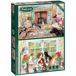 Falcon Deluxe Animals At Home Jigsaw Puzzles 2 x 1000 Pieces Claire Comerford