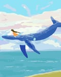 LUOYCXI DIY digital painting adult kit canvas painting bedroom living room decoration painting little girl on the back of a whale-50X50CM