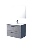 13Casa Arkitmobel 305460L â€“ Meuble de lavabo Athena, colonne de salle de bain 2 portes, finition en couleur ciment, dimensions 30 x 150 x 25 cm de profondeur