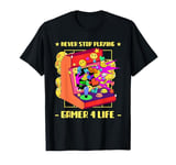 Never Stop Playing - Gamer 4 Life (with print of an arcade) T-Shirt