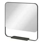 Miroir de salle de bains mural avec tablette 60.5 x 60.5 cm, noir, GoodHome Maza